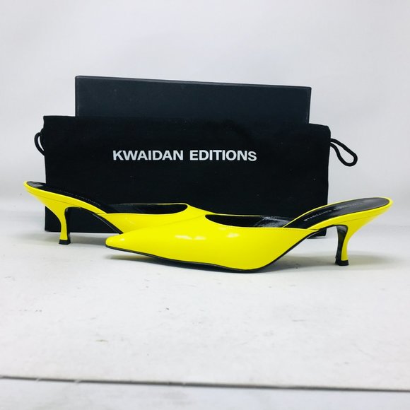 Kwaidan Editions Women’s Yellow Pointed Toe Kitten Heel Mule Shoes Size 8 M - Picture 3 of 14